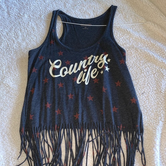 Shyanne, xs, blue fringe tank top - Picture 1 of 6